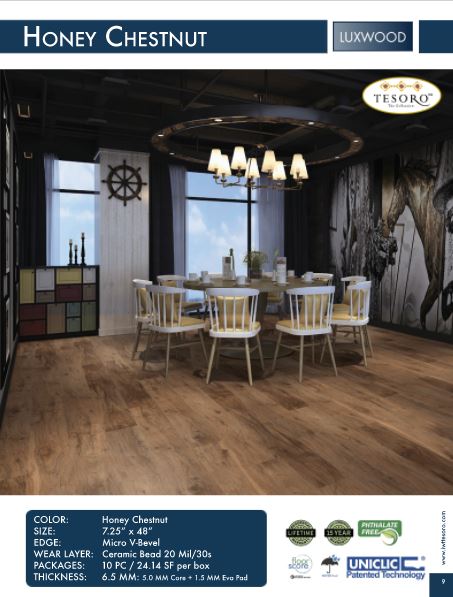 Luxwood engineered wood plank naples honey Chestnut