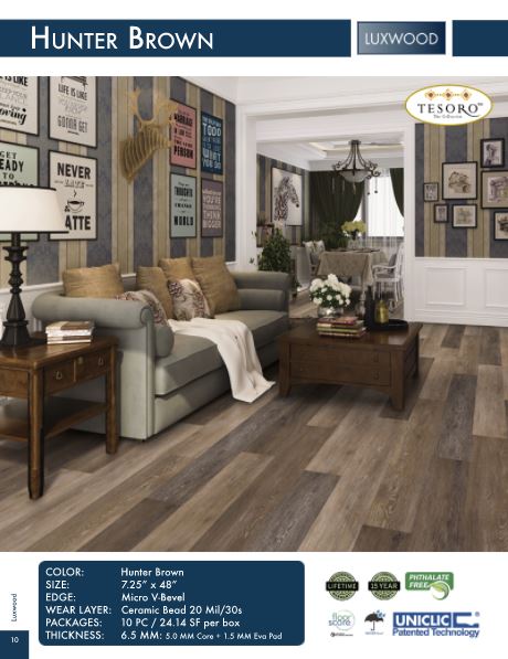 Luxwood engineered wood plank naples hunter brown