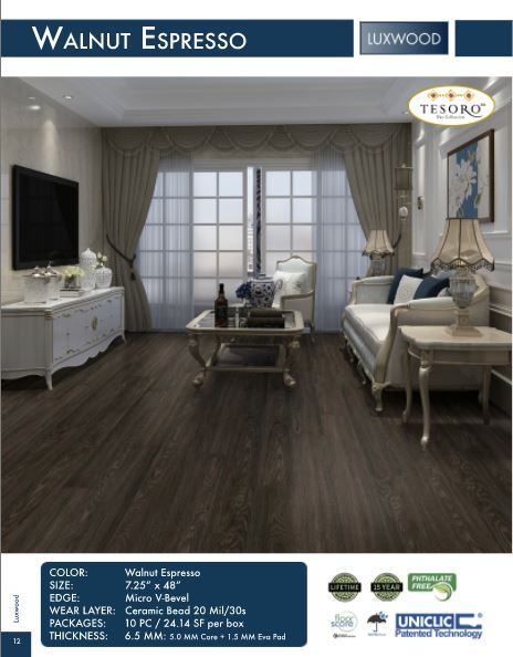 Luxwood engineered wood plank naples Walnut expresso