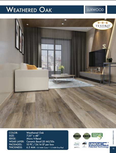 Luxwood engineered wood plank naples Weathered oak