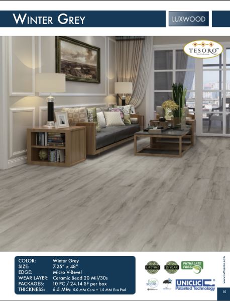 Luxwood engineered wood plank naples winter gray